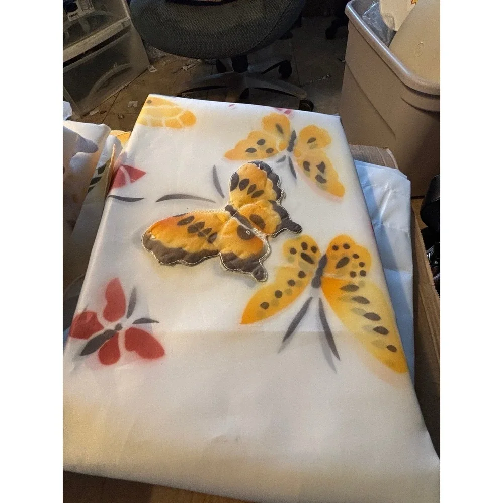 NEW Colorful Butterfly Curtains Drapes Set 6 Panels And 3 Drapes For 3 Windows